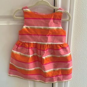 Janie and Jack Party Dress Pink Gold White Dress Size 12-18 months